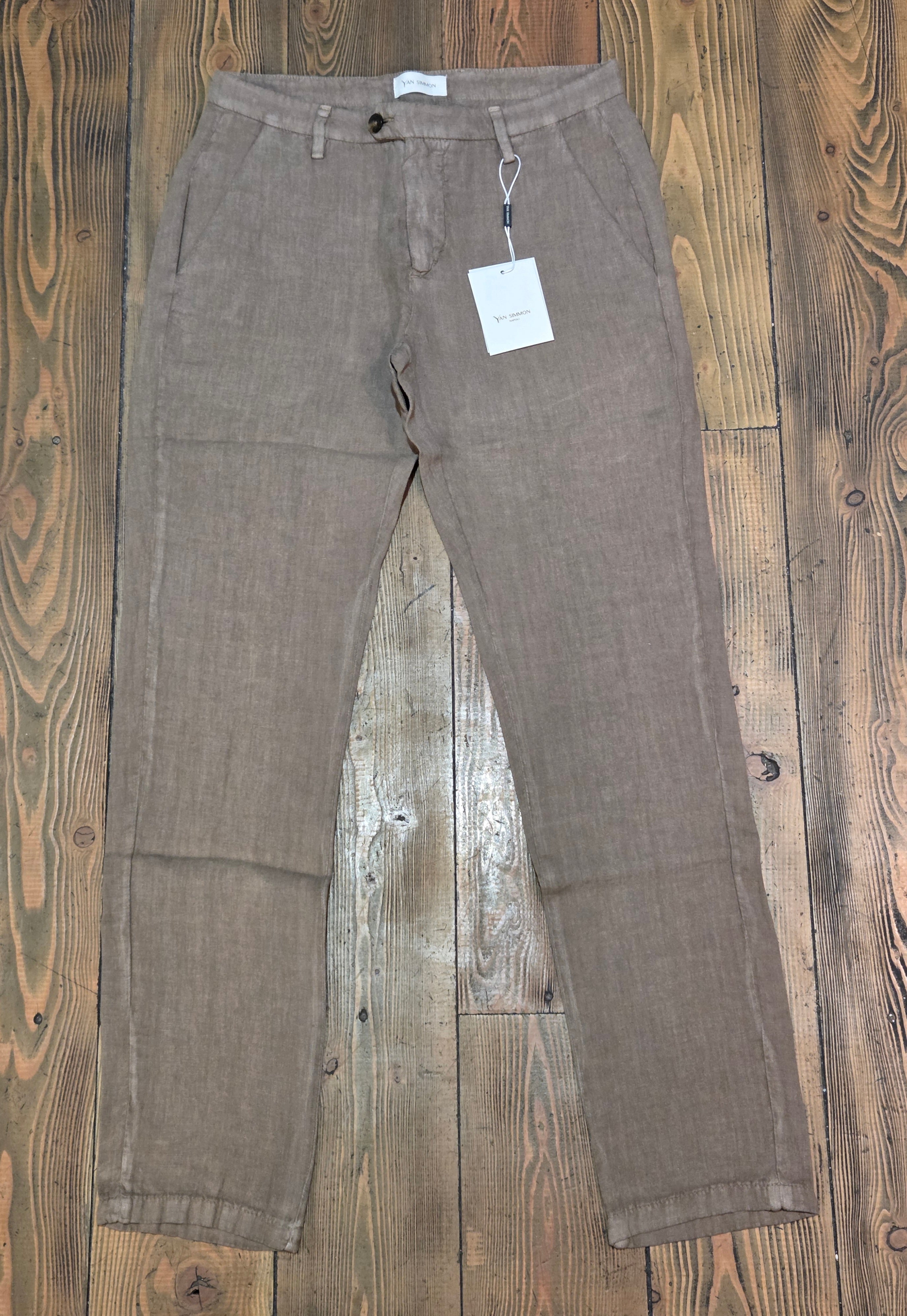 PANTALONI YAN SIMMON MODELLO WORLD T656W 100%LINO COLOR FANGO