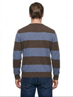 MAGLIA GIROCOLLO IN LANA RUGBY IN THE BOX COLOR MARRONE/AZZURRO