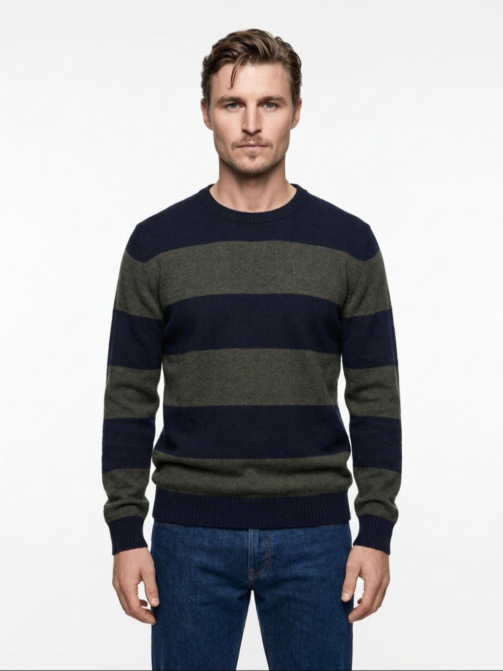 MAGLIA GIROCOLLO IN LANA RUGBY IN THE BOX COLORE BLU/VERDONE
