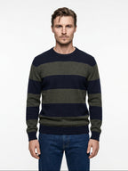 MAGLIA GIROCOLLO IN LANA RUGBY IN THE BOX COLORE BLU/VERDONE