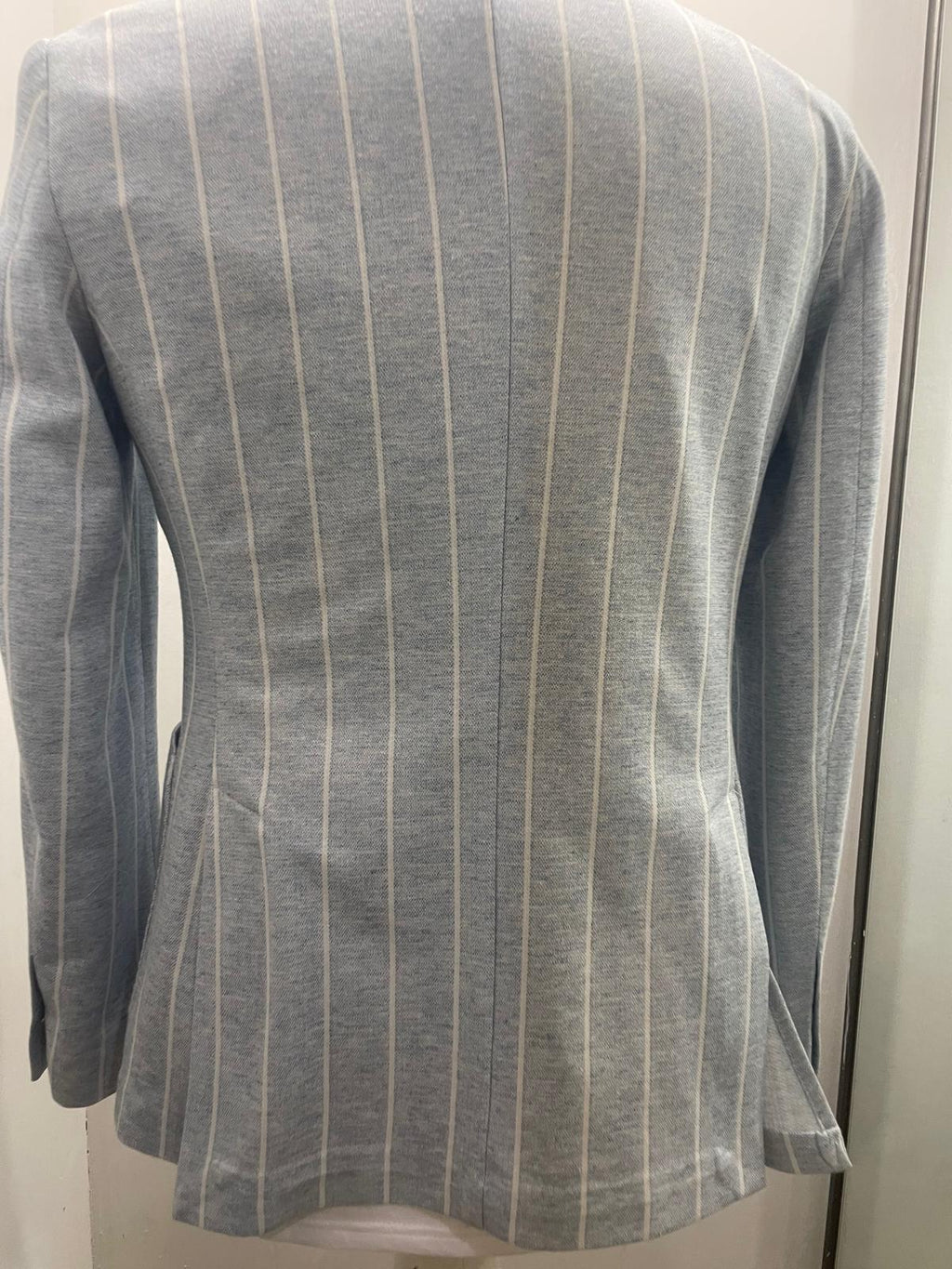 GIACCA AG TREND DOPPIO PETTO CELESTE CON RIGHE BIANCHE G740 P573