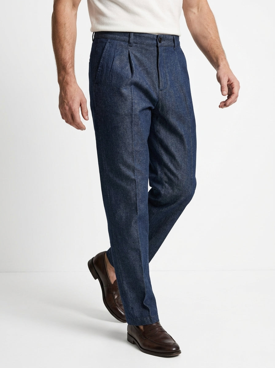 PERFECTION PANTALONI IN DENIM CON UNA PENCE FONDO 21 CM COLOR BLU