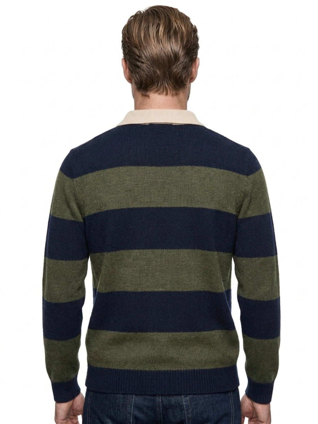 MAGLIA POLO RUGBY IN LANA IN THE BOX COLOR BLU/VERDE SCURO.
