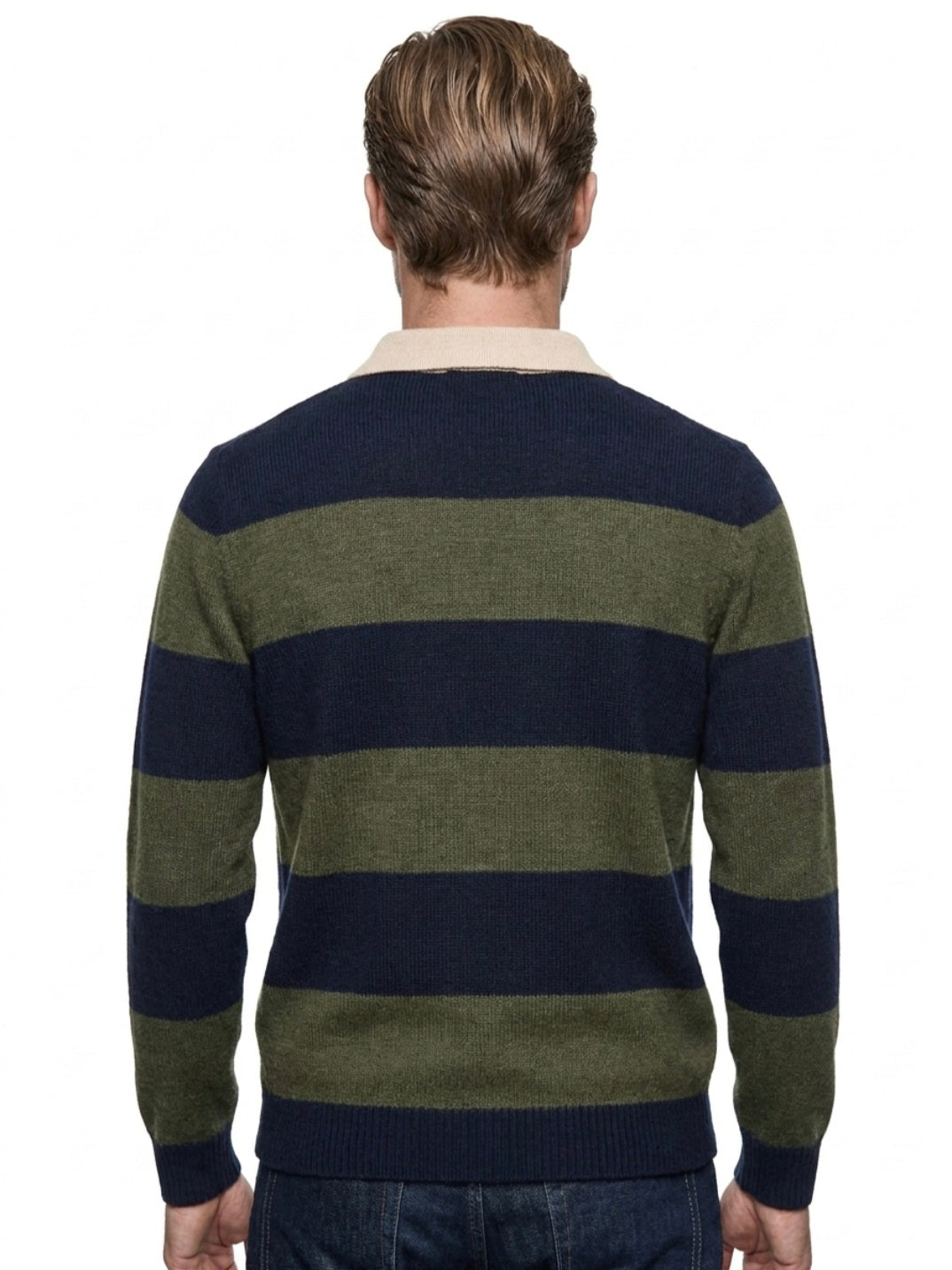 MAGLIA POLO RUGBY IN LANA IN THE BOX COLOR BLU/VERDE SCURO.