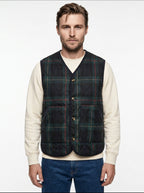 GILET REVERSIBILE IN THE BOX LANA TARTAN BLU/NYLON BLU