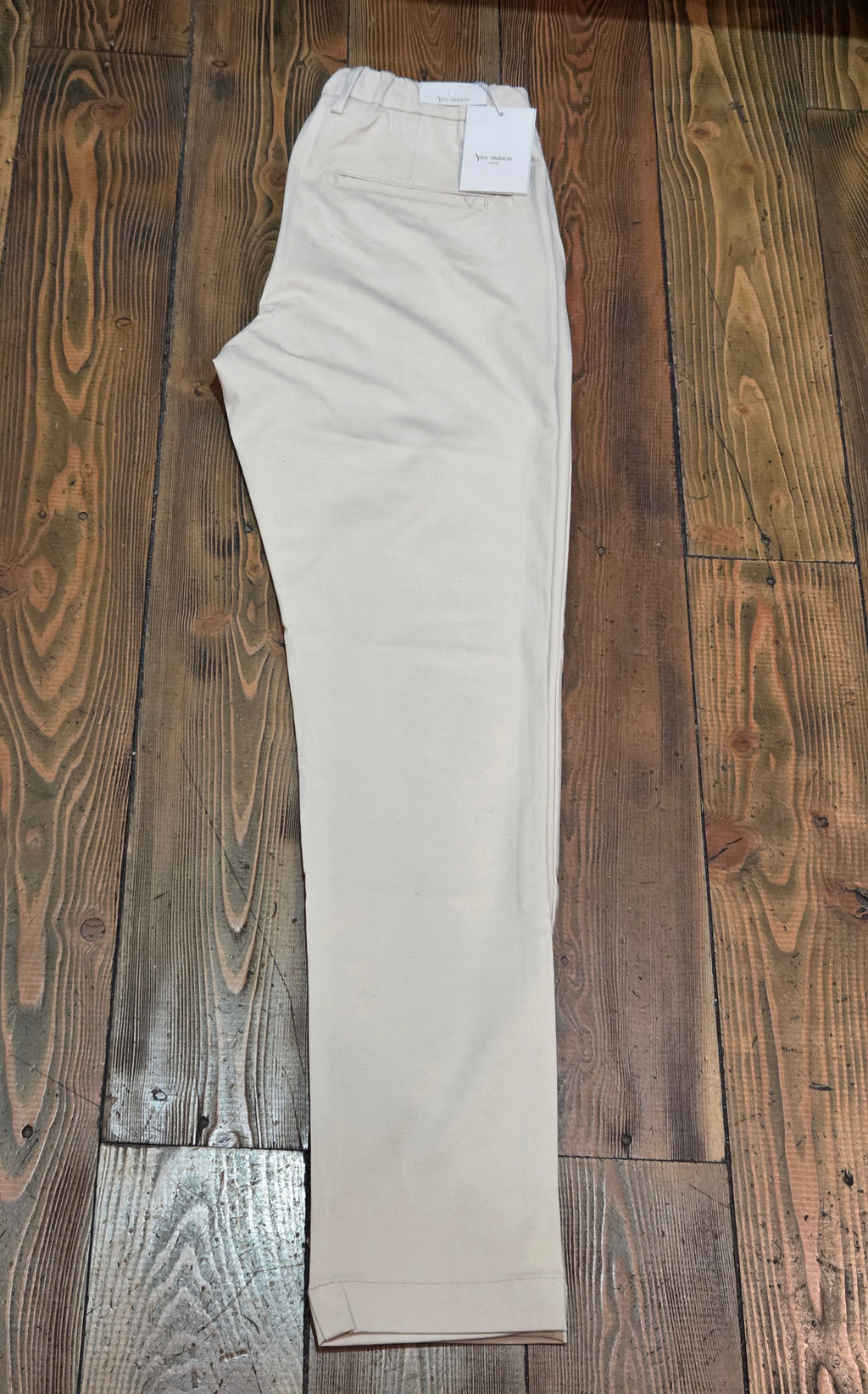 PANTALONI YAN SIMMON LIFE T414L PUNTO MILANO CON LACCIO COLOR CORDA.