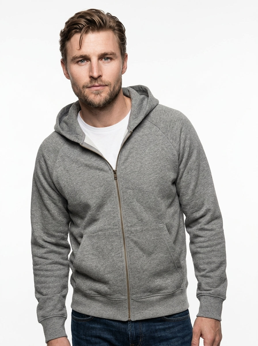 FELPA SNAP SEADOG CON ZIP E CAPPUCCIO COLOR GRIGIO MELANGE