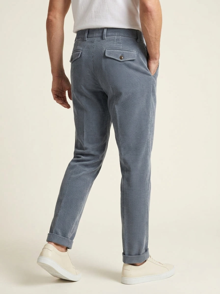 PANTALONI AG TREND PR11 DOPPIA PENCE IN VELLUTO FONDO 17 CM COLOR CELESTE