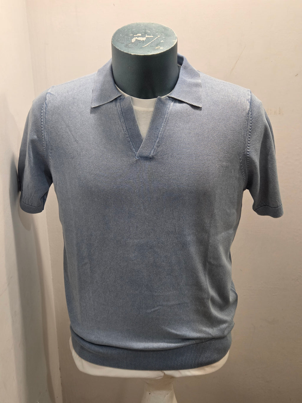 BRAMANTE POLO FILO COTONE MANICA CORTA COLOR CELESTE