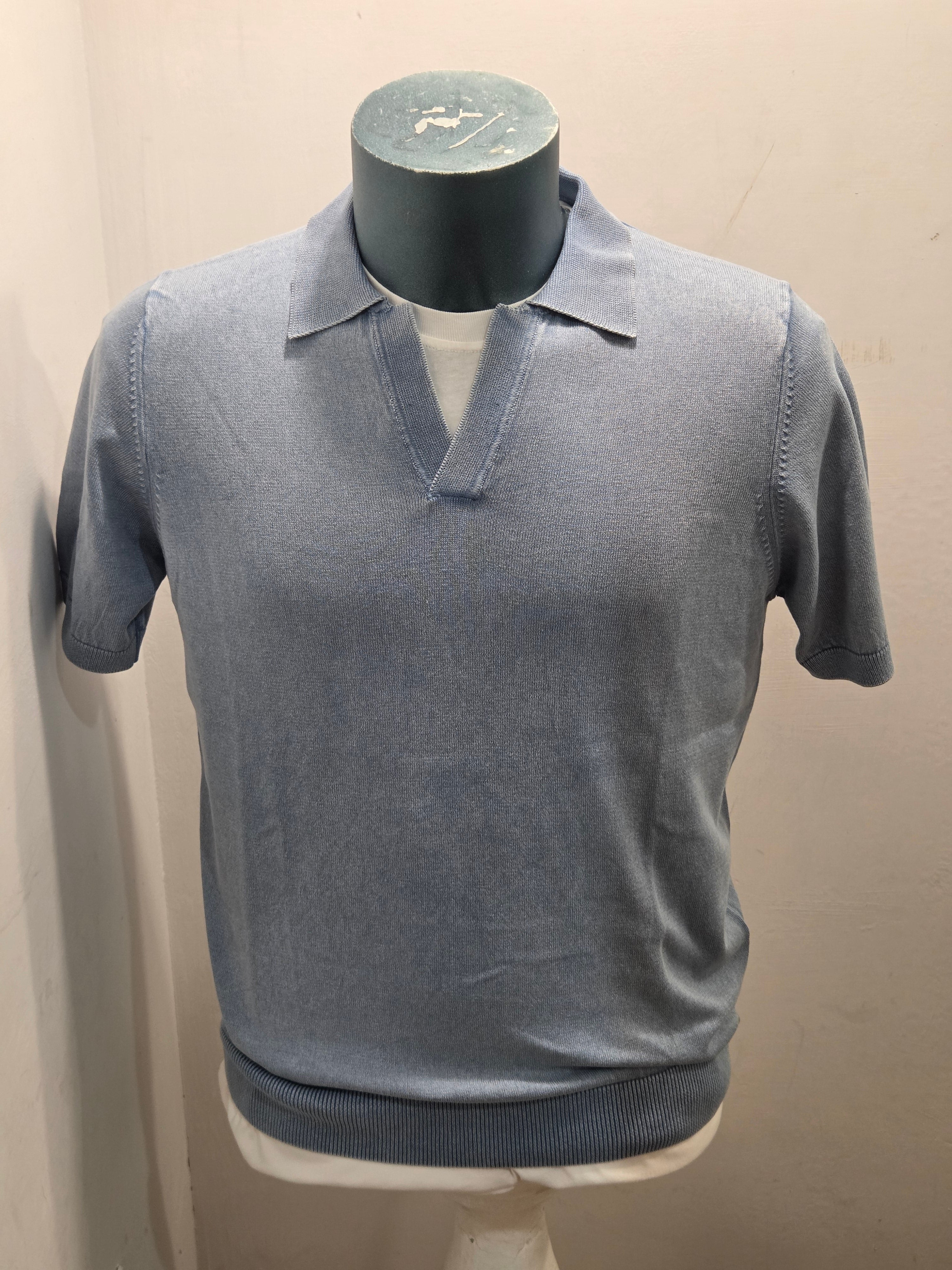 BRAMANTE POLO FILO COTONE MANICA CORTA COLOR CELESTE