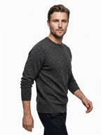 BRAMANTE FELPA GIROCOLLO COLORE GRIGIO MELANGE LANA E CASHMERE MADE IN ITALY