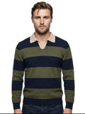MAGLIA POLO RUGBY IN LANA IN THE BOX COLOR BLU/VERDE SCURO.