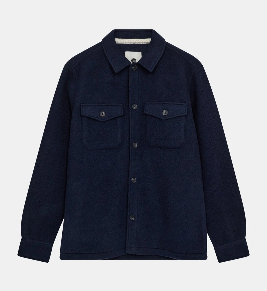 AKOSCAR BOILED WOOL OVERSHIRT ANERKJENDT COLOR SKY CAPTAIN