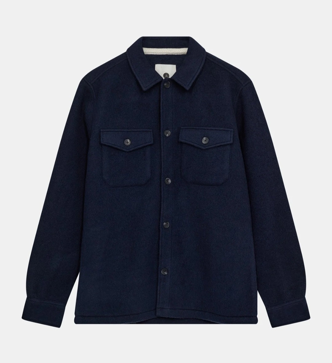 AKOSCAR BOILED WOOL OVERSHIRT ANERKJENDT COLOR SKY CAPTAIN