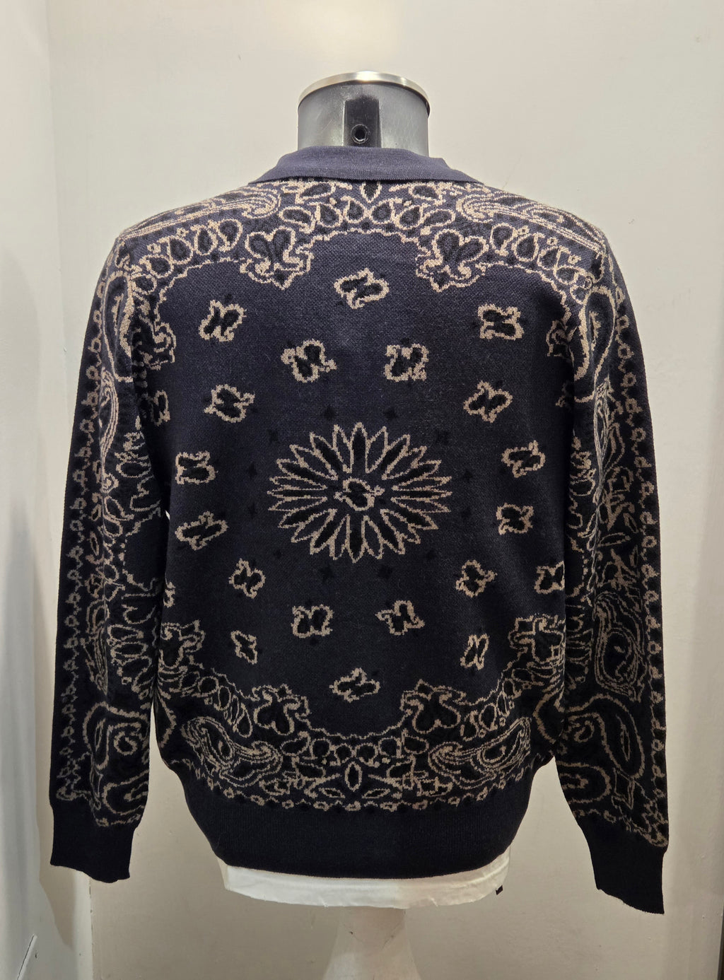 TOOCO POLO SHIRT LONG SLEEVES KNITTING BANDANA NAVY