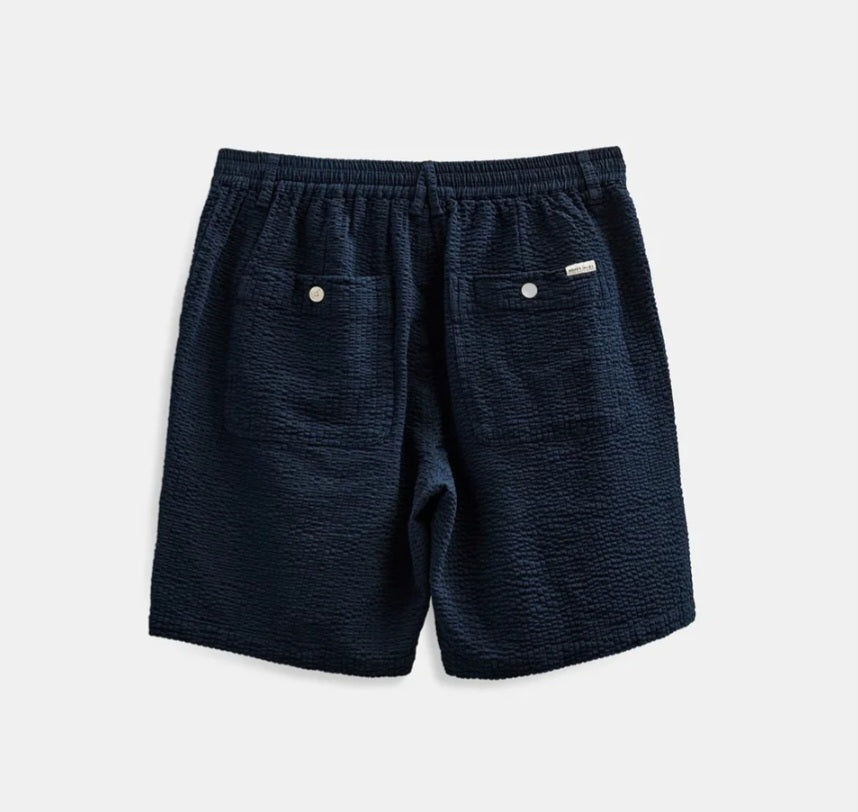 ANERKJENDT BERMUDA COLORE NAVY IN SEERSUCKER VESTIBILITA’ COMODA CON ELASTICO E LACCI IN VITA