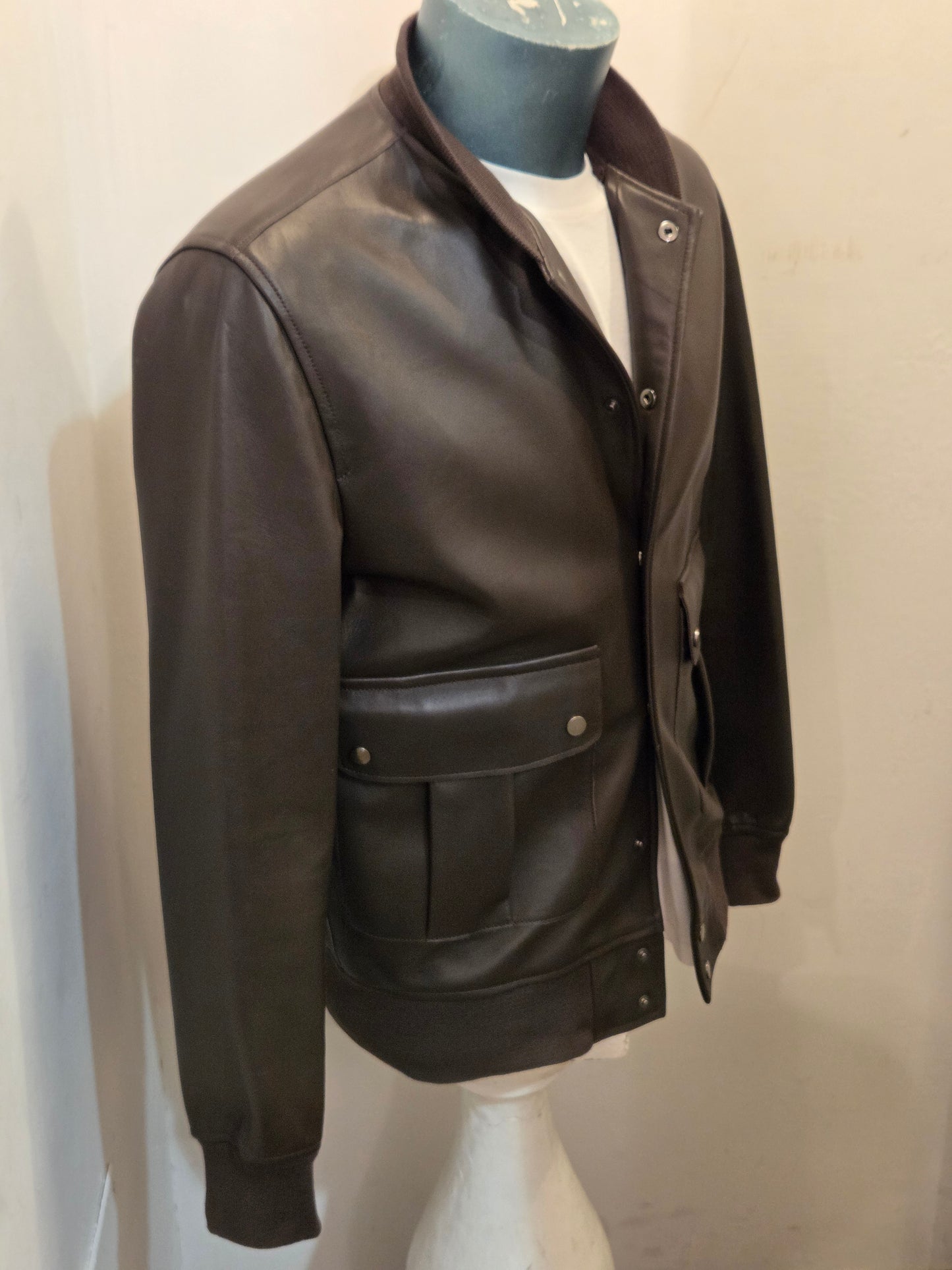 GIUBBINO IN PELLE BLUSOTTO TESTA DI MORO P698