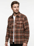 CAMICIA LANA TARTAN TRAPUNTATO IN THE BOX COLOR ARANCIONE SCURO
