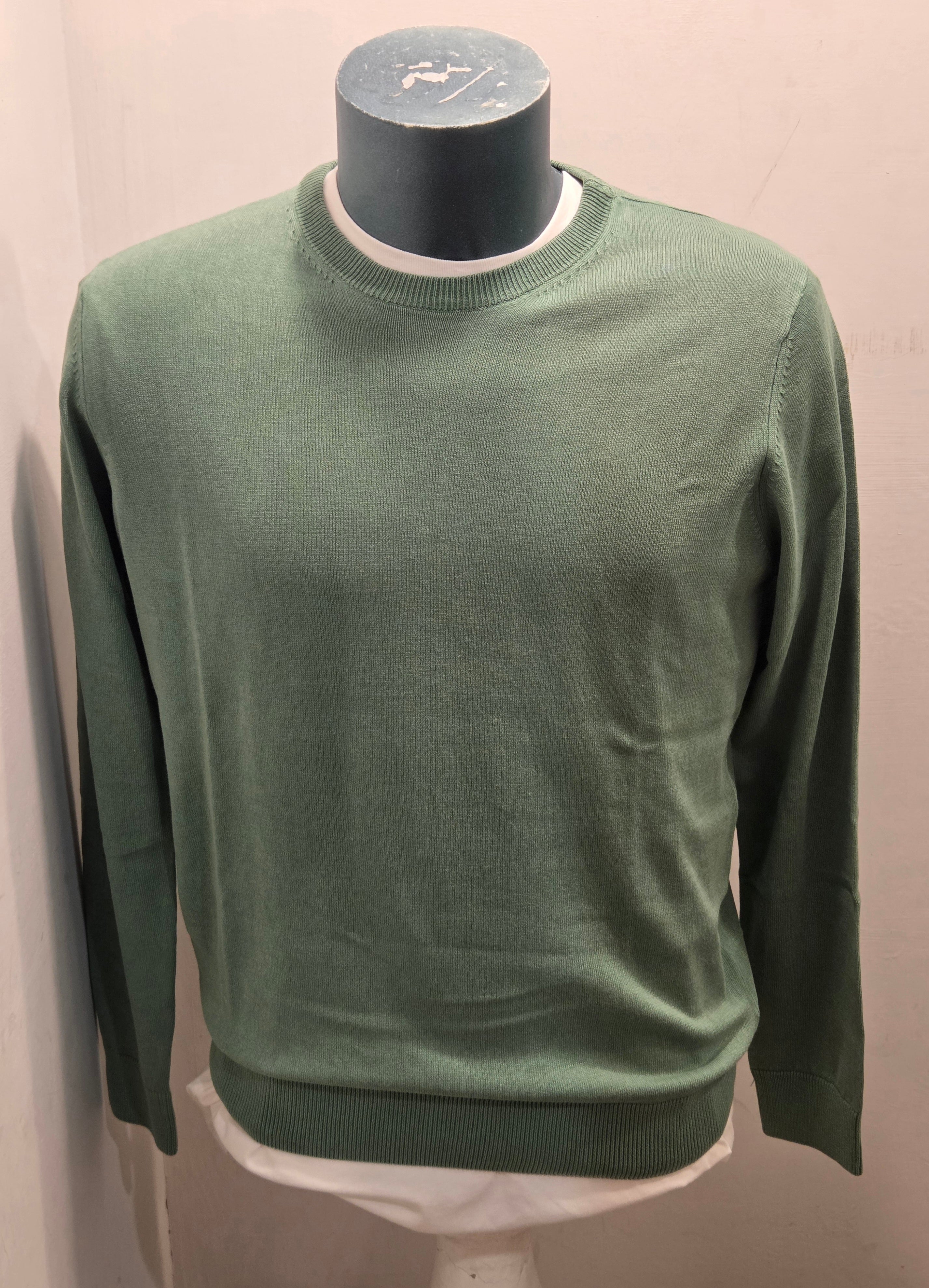 BRAMANTE MAGLIA FILO COTONE MANICA LUNGA COLOR VERDE