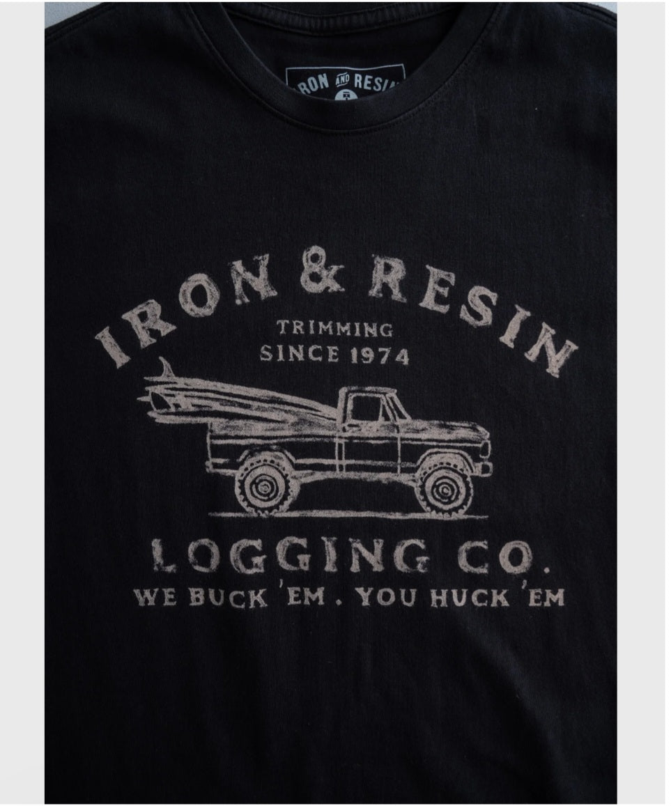 IRON AND RESIN T-SHIRT LOGGING TEE COLOR BLACK 100% COTONE JERSEY 260g
