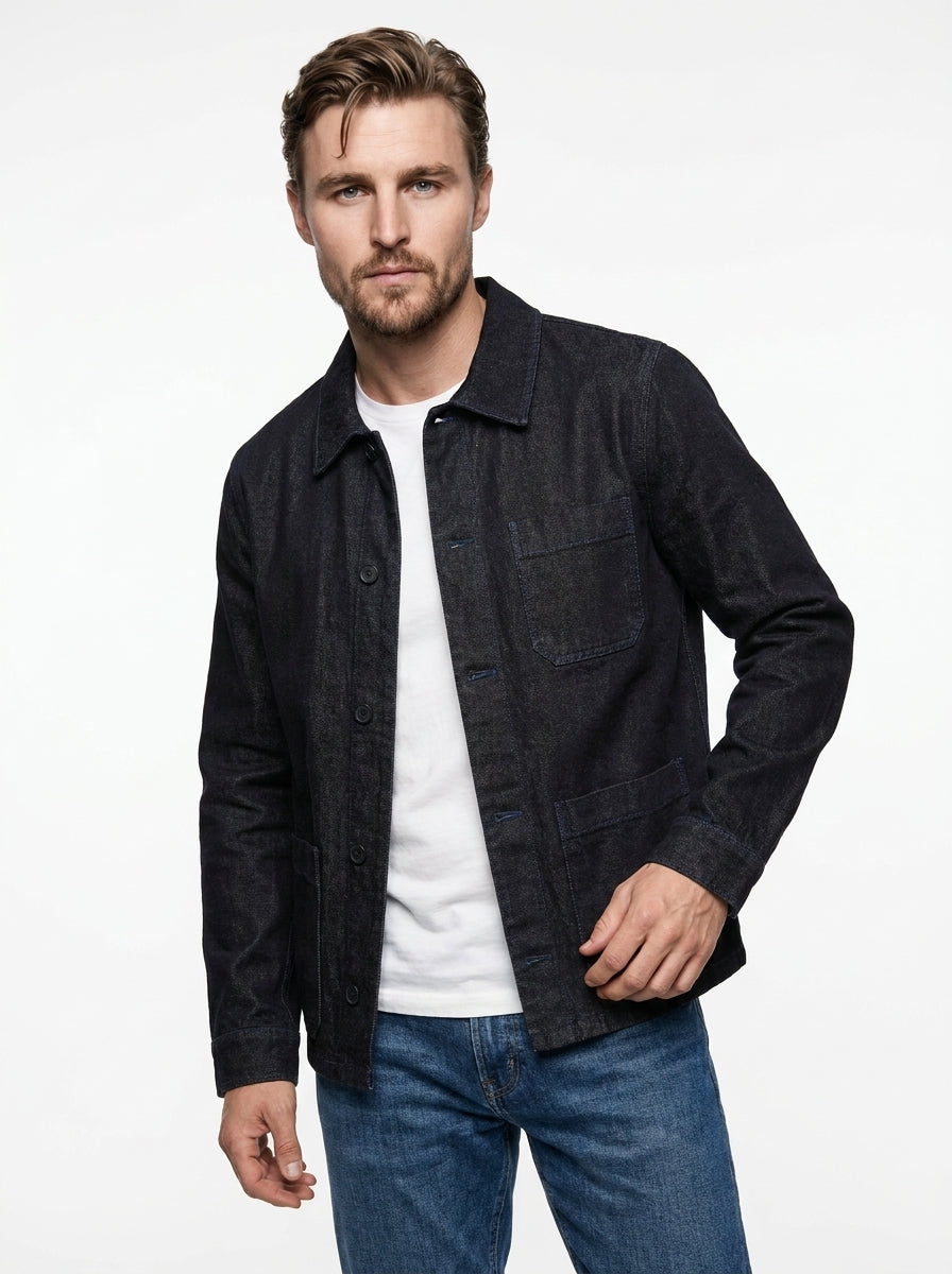 WHITE SAND OVERSHIRT DENIM BLACK MADE IN ITALY