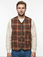 GILET REVERSIBILE IN THE BOX NYLON VERDONE/LANA TARTAN ARANCIO