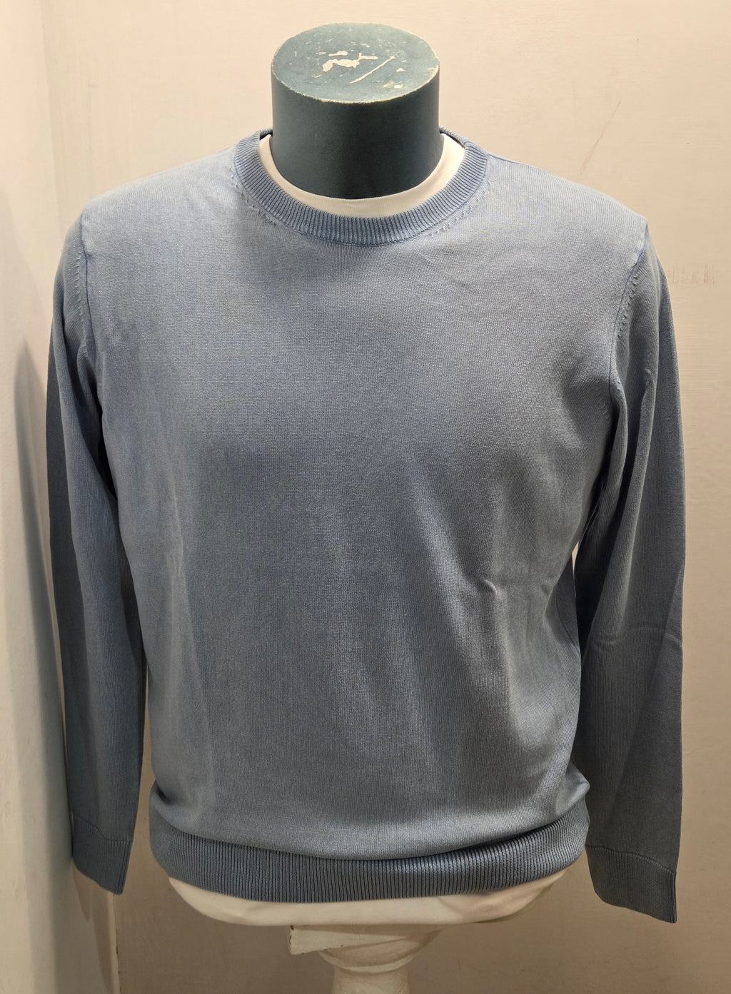 BRAMANTE MAGLIA FILO COTONE MANICA LUNGA COLOR CELESTE