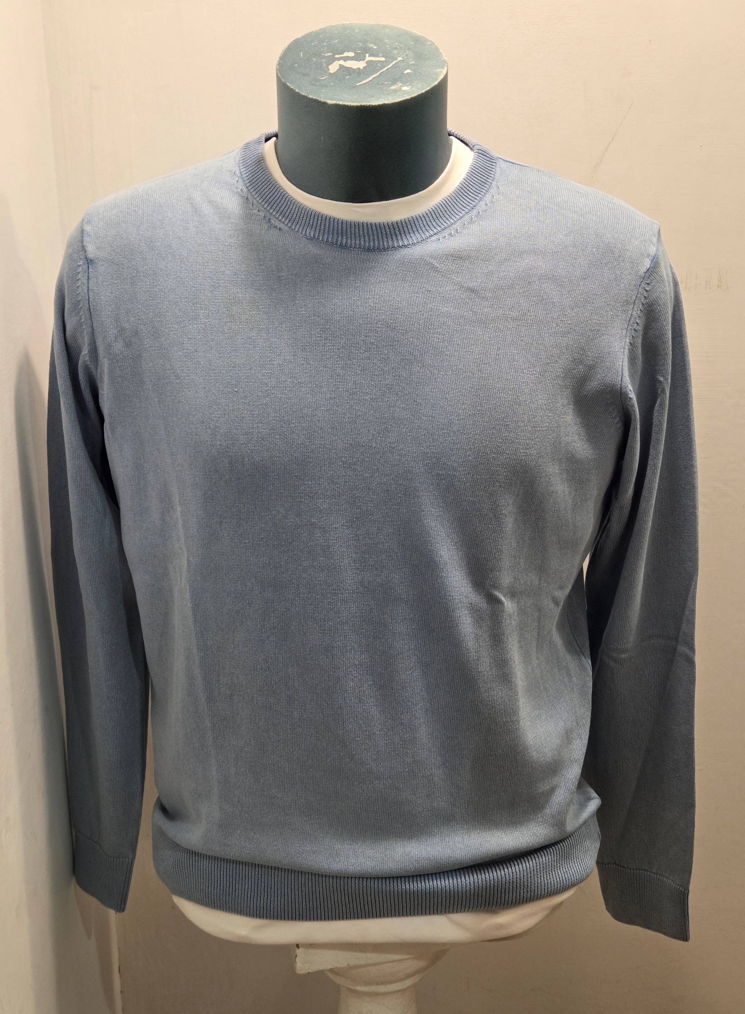 BRAMANTE MAGLIA FILO COTONE MANICA LUNGA COLOR CELESTE