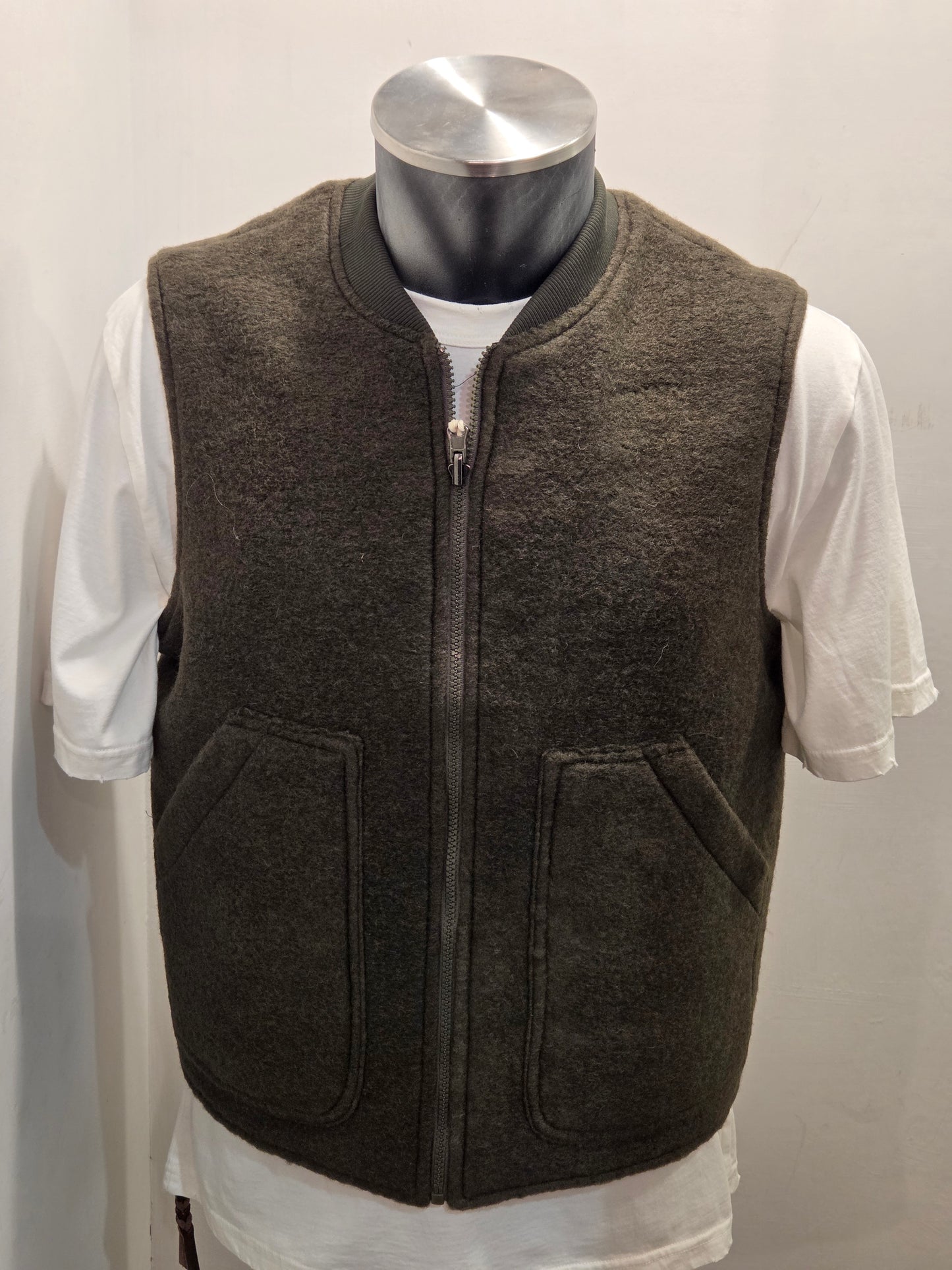 GILET SEADOG DOUBLE FACE ZIP TRAPUNTA-LANA COLOR MILITARE