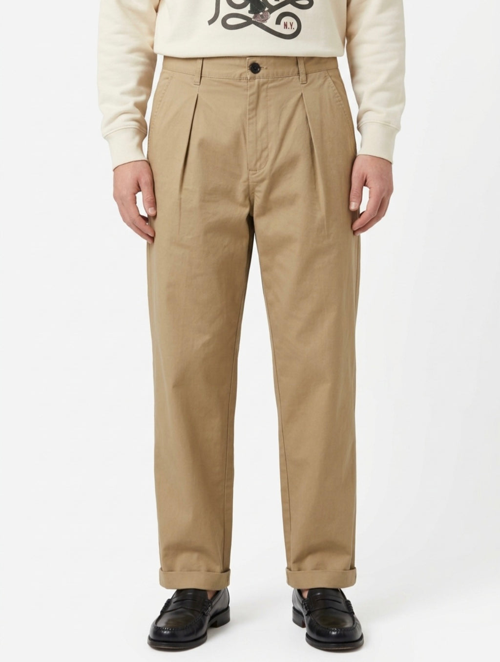 AKJAKOB COTTON PLEAT PANTS ANERKJENDT COLOR ERMINE