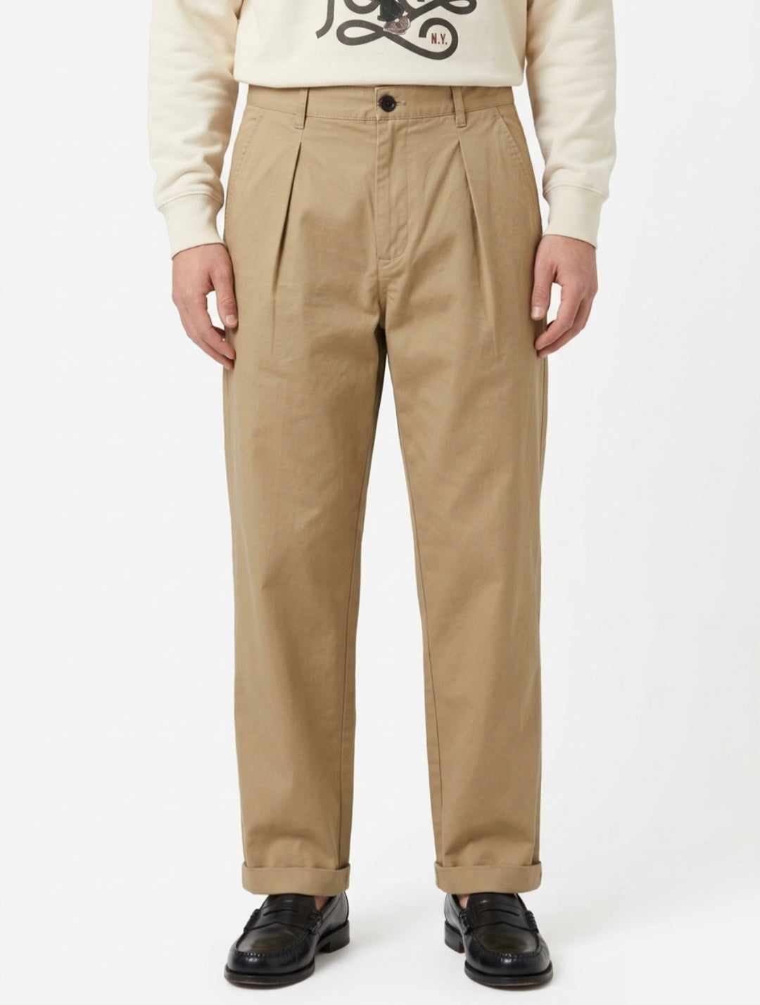 AKJAKOB COTTON PLEAT PANTS ANERKJENDT COLOR ERMINE