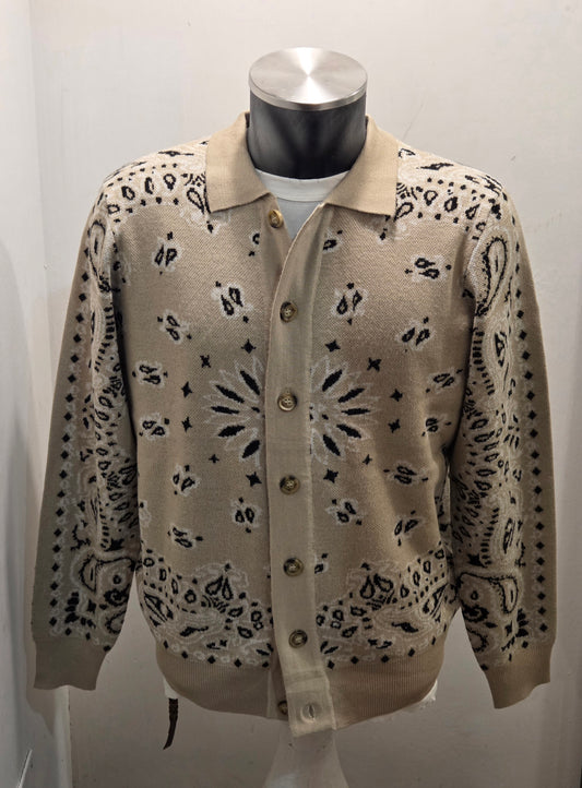 TOOCO POLO SHIRT LONG SLEEVES KNITTING BANDANA SAND